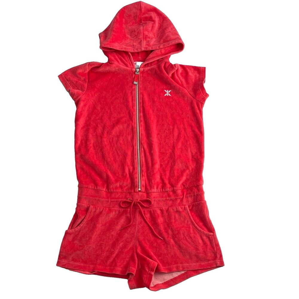 OnePiece Norwegian Original Women Hooded Short Sleeve Velour Romper Jumpsuit M